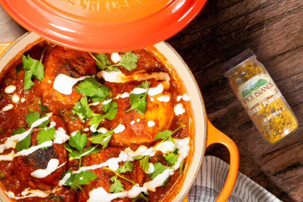 Curry Braised Chicken Thighs with Peas and Spinach Recipe